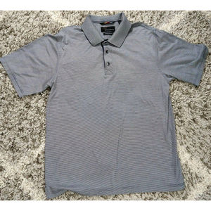 Men's Greg Norman Blue Striped Short Sleeve Polo Shirt Large